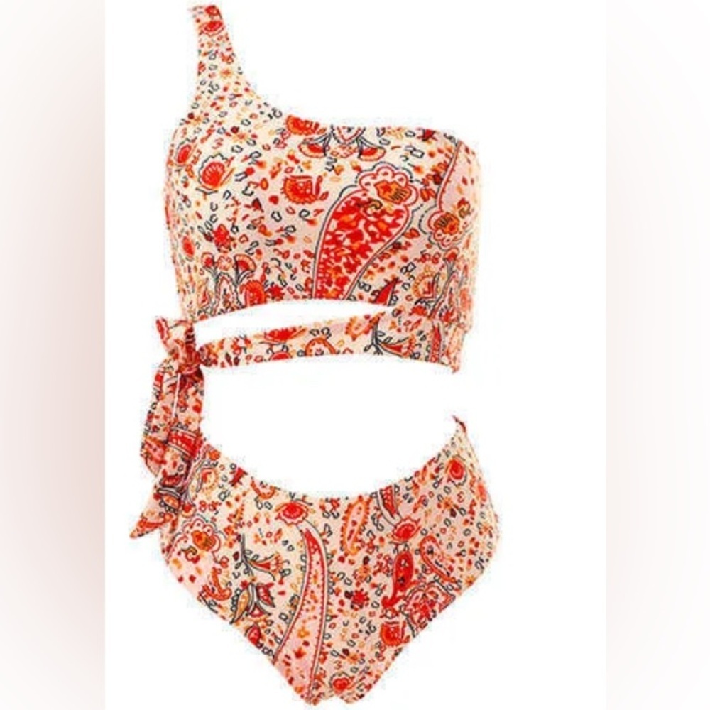 Bikini Set Size Medium One Shoulder High Rise